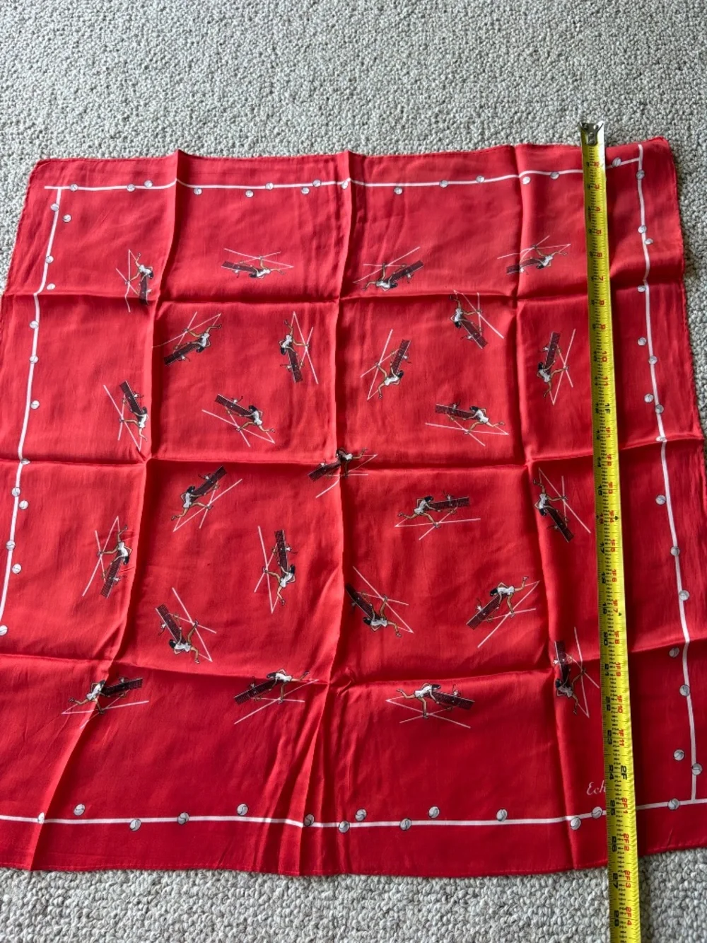 Vintage Echo Tennis Silk Scarf | Country Club Preppy Tennis Motif Chic Glam